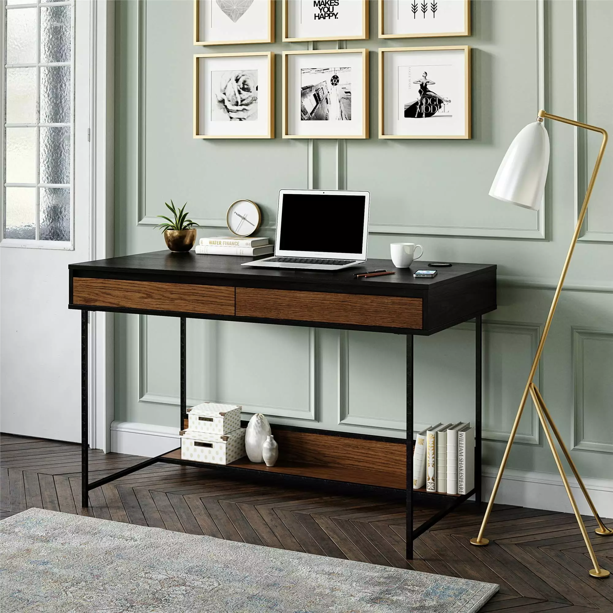 Ameriwood Home Highwood Computer Desk Black Oak Finish