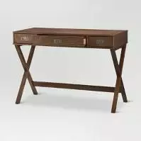 Wooden Writing Desk 3 Drawers Multifunctional Craft Table Living Room or Office Brown FHWMafga