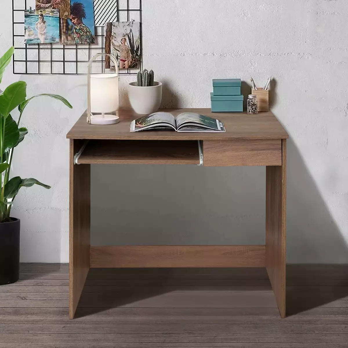 Full Wooden Computer Desk 1 Drawer and Keyboard Tray Home Office Kofun