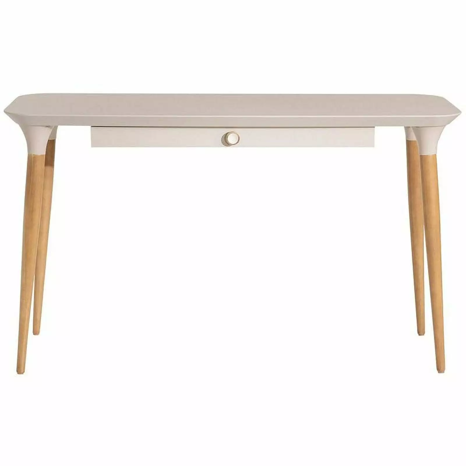 HomeDock Solid Wood Office Desk Internal Organizers Off White & Cinnamon - Modern Workstation Manhattan Comfort