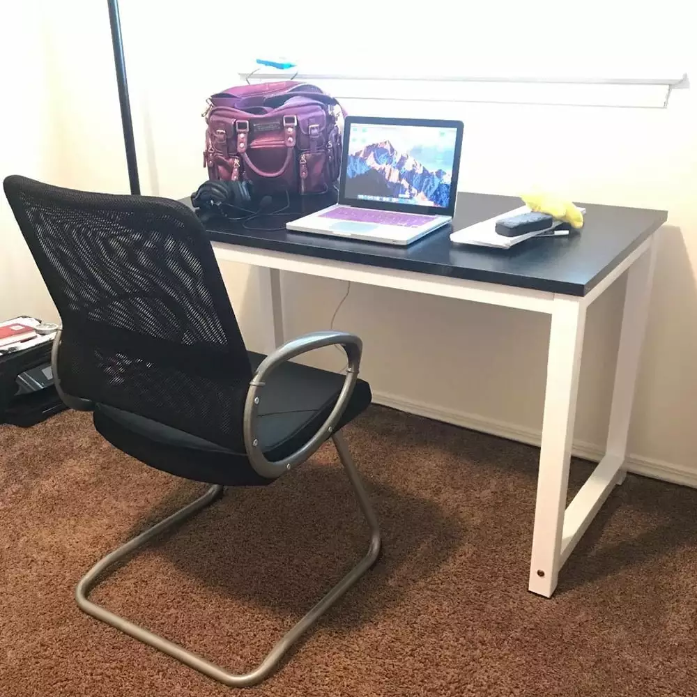 PIT66 43 Inch Black Wood Computer Desk PC Laptop Study Table Home Office