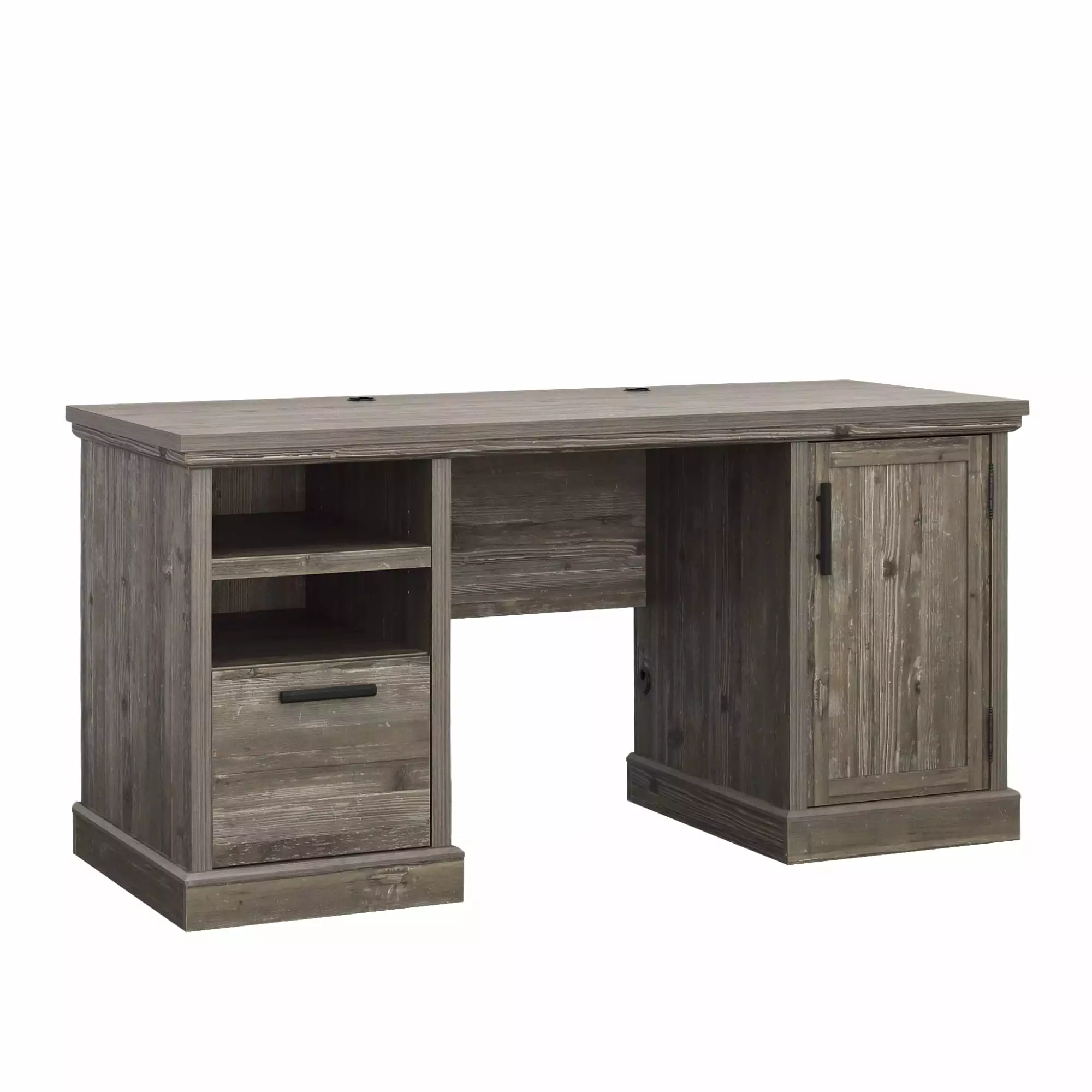 Sauder Aspen Post Computer Desk - Engineered Wood Pebble Pine Brown Home Office Desk