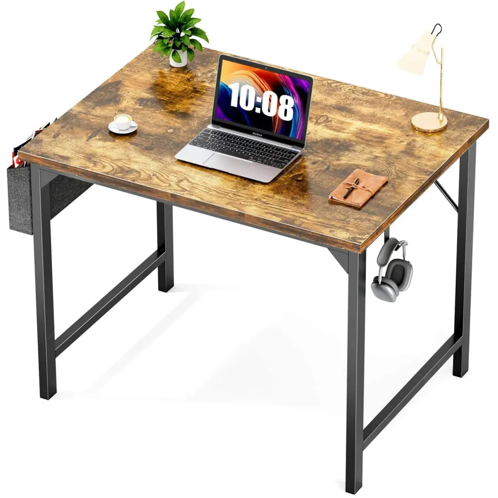 Modern Effortless Style Wooden Work Office Desk Storage 55 Inch Brown Writing Table w2201