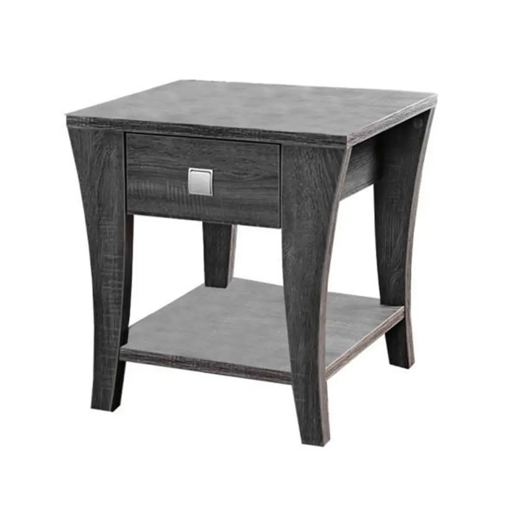 Wooden End Table Swooping Curled Legs Gray Finish royal hampton