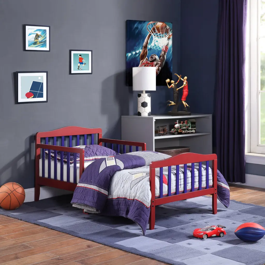 Twain Toddler Bed Red Blue Solid Wood Safe Kids Furniture simple living
