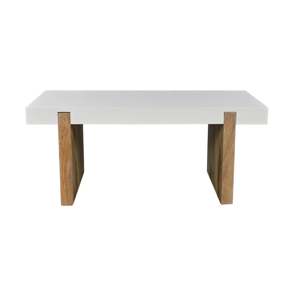Kerry 38 Inch Mango Wood Coffee Table Rectangular Sled Base Glossy royal hampton