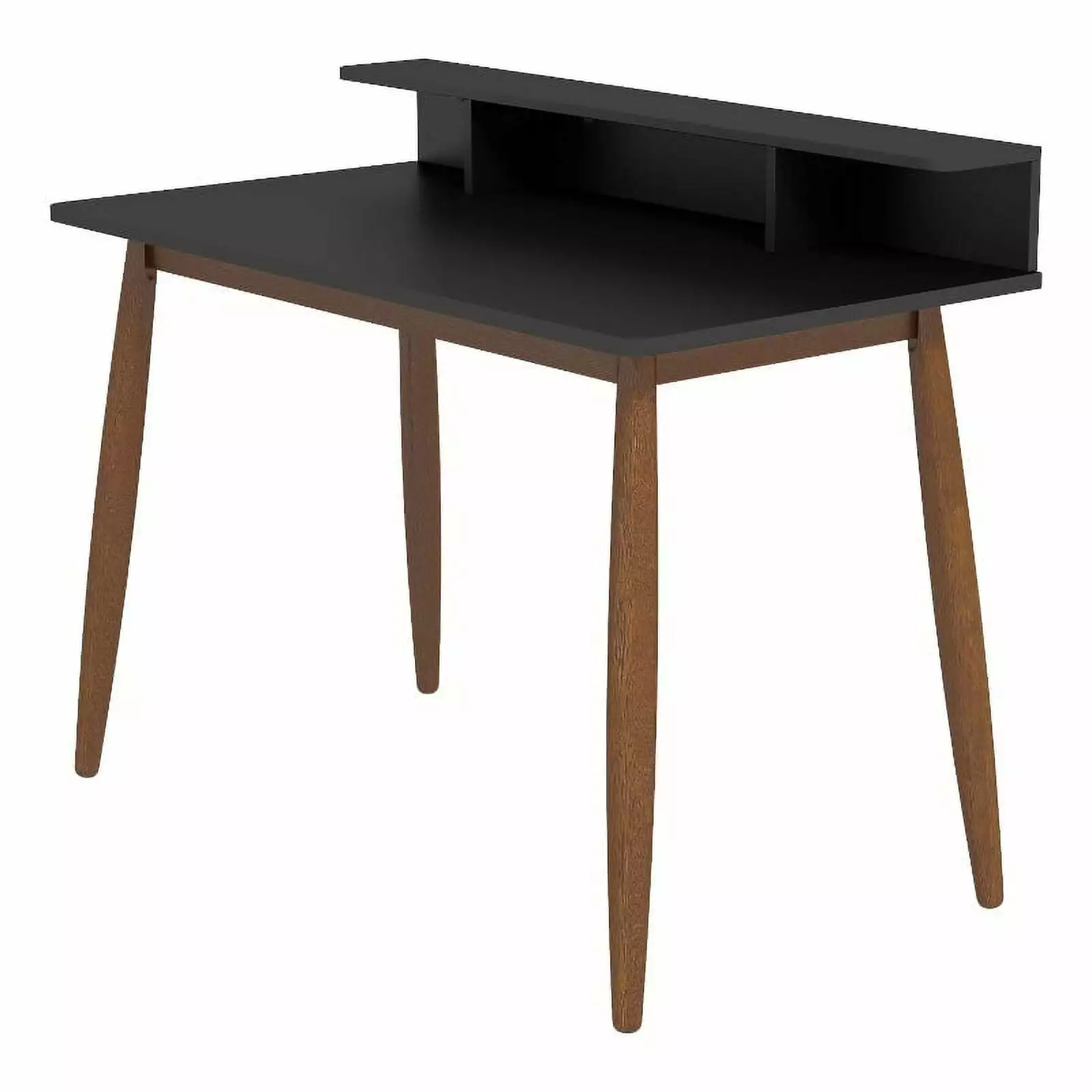 Juneau Modern Solid Wood Black Home Office Work Desk Shelf Ashcroft