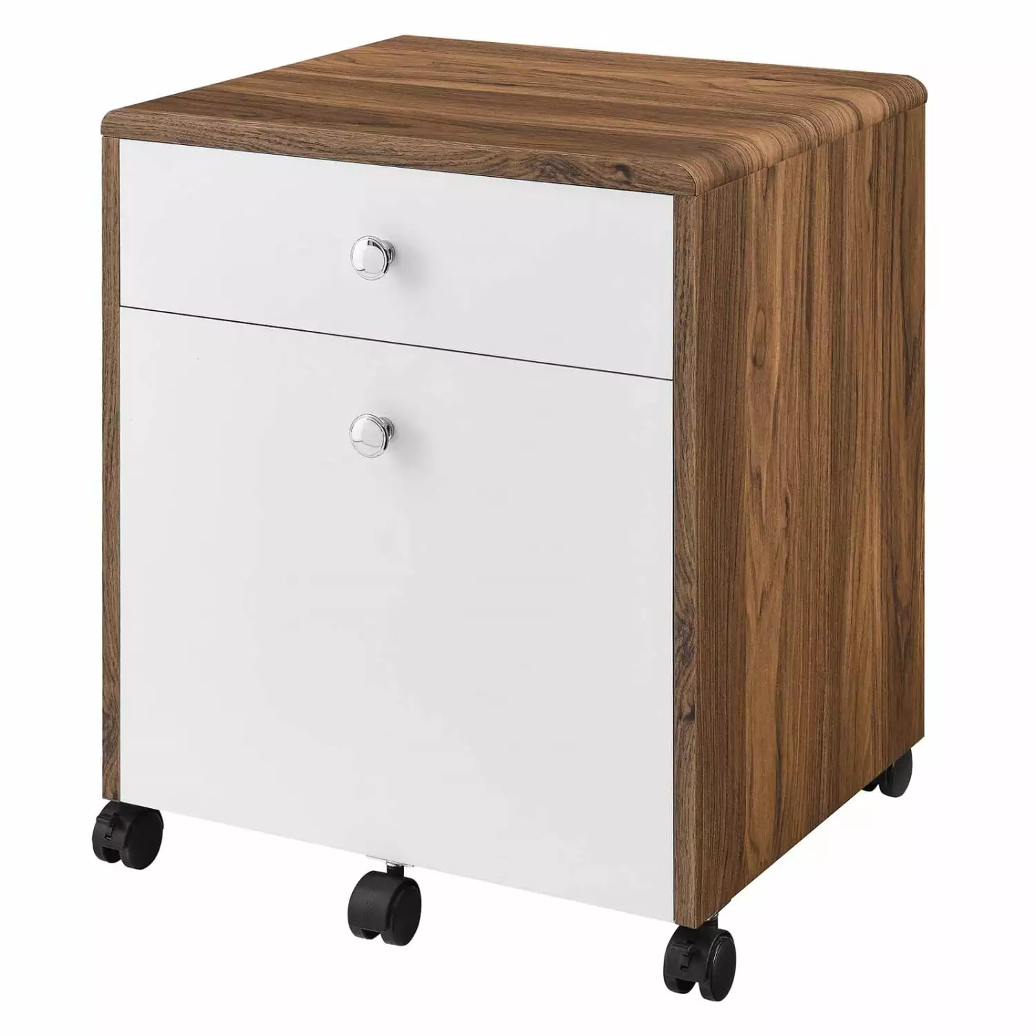 Computer Work Desk Walnut White Wood Home Office Business Modern Contemporary HB33954