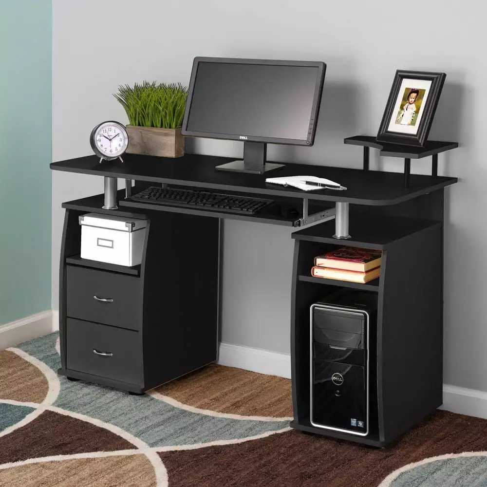 Zimtown Computer Desk Raised Monitor and Printer Shelf Home Office FCH