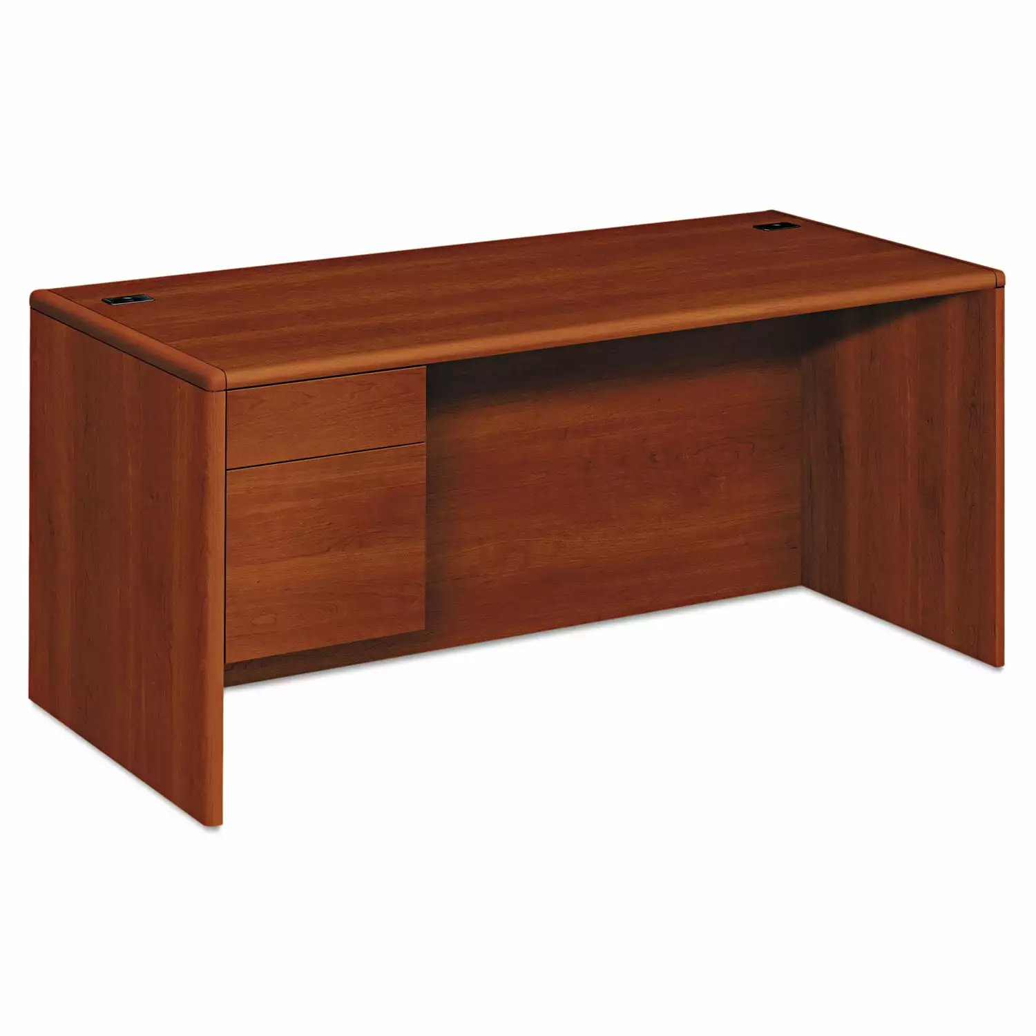 HON 10700 Series L Workstation Desk 3/4 Height Left Pedestal 66 x 30 x 29.5 Cognac