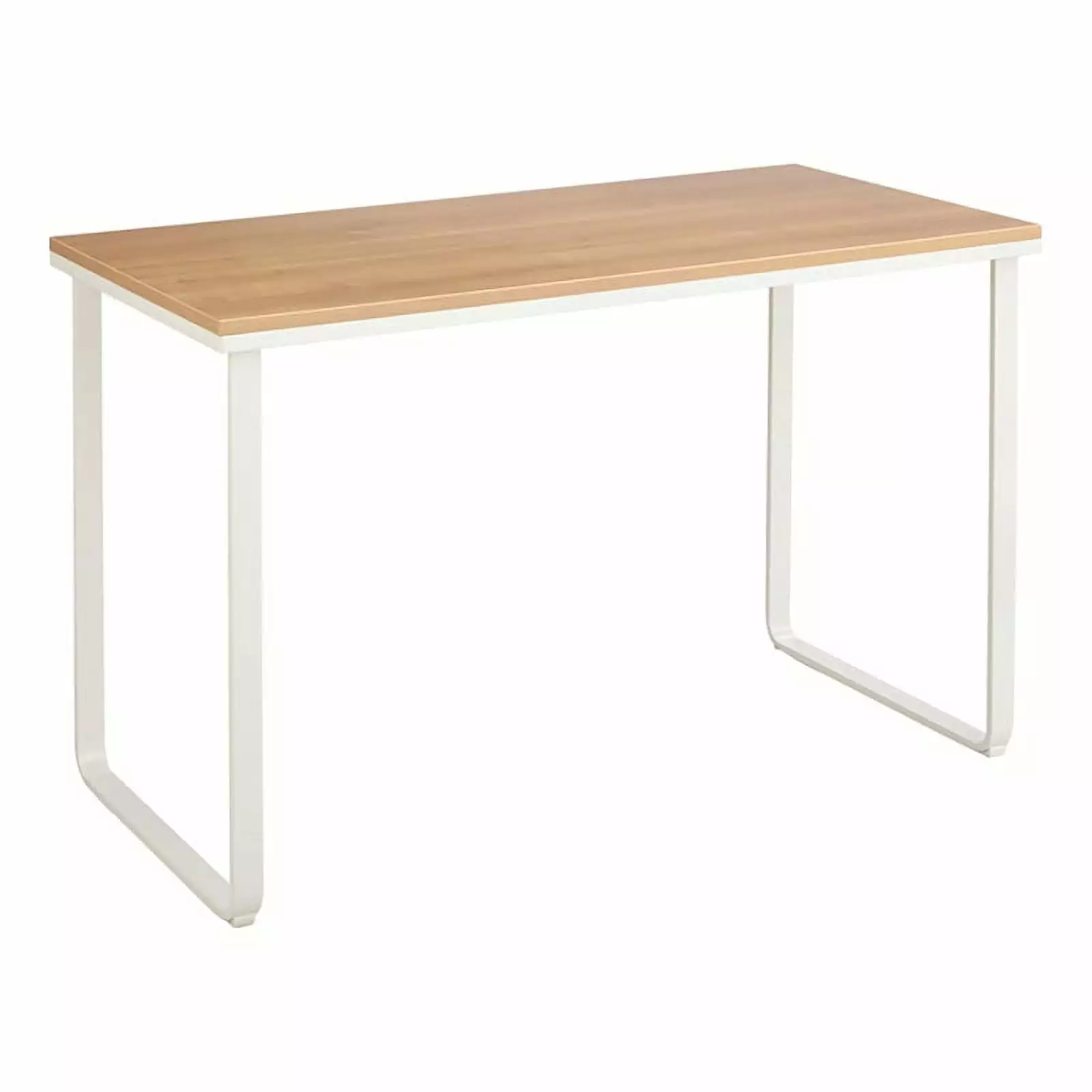 Pemberly Row Mid-Century Metal Workstation U-Shaped Legs Maple Finish