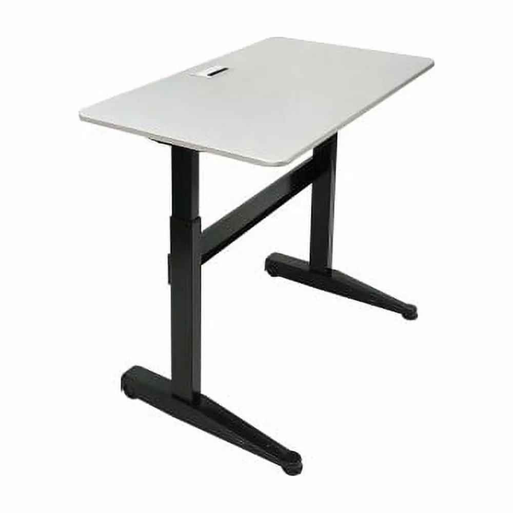 Iceberg 47x27 Pneumatic Adjustable Worksurface Silver Gray Rectangle Top Crossbar Base