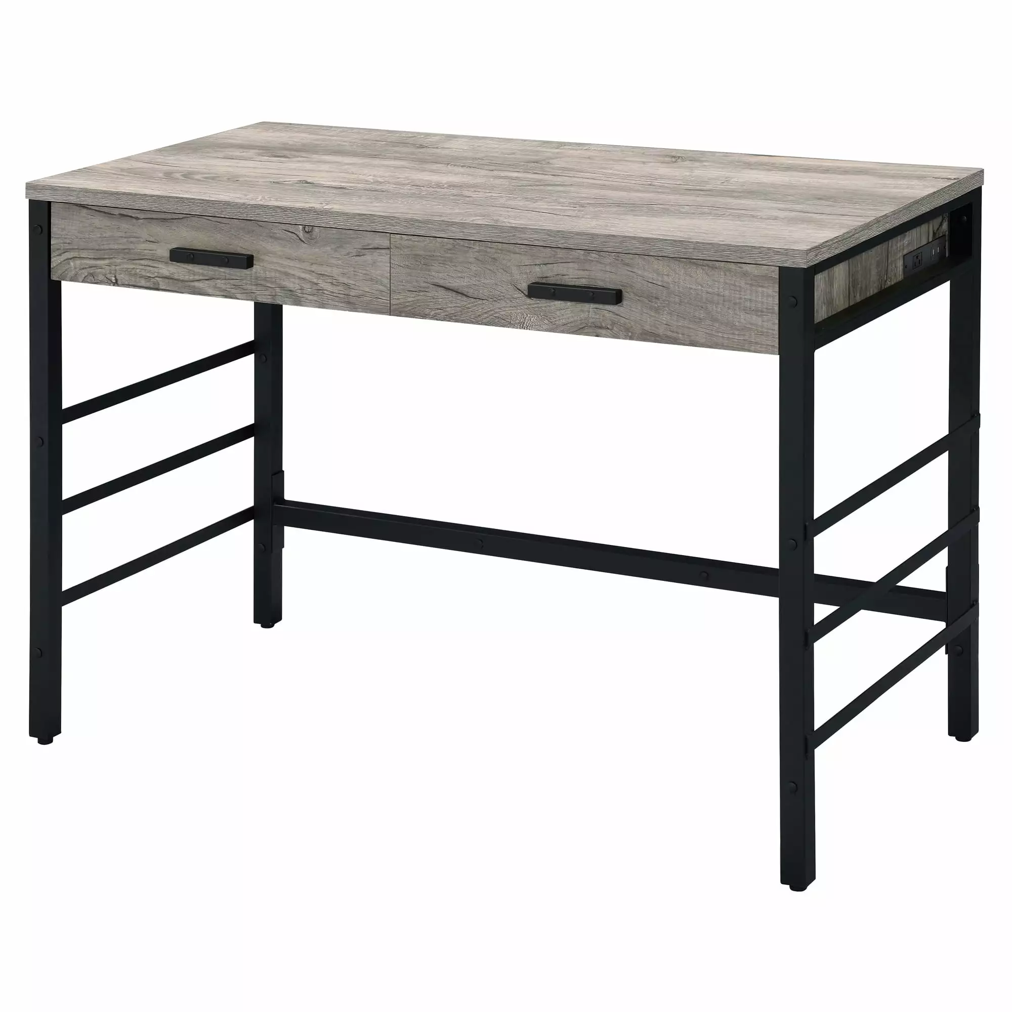 ACME Disho Writing Desk Light Weathered Oak and Black Contemporary Office Desk Acme Furniture