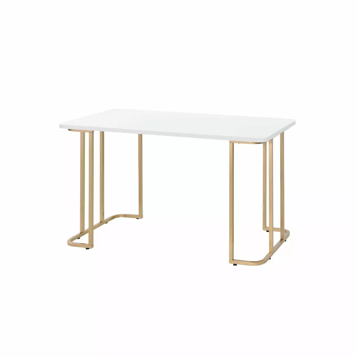 ACME Estie Wooden Top Writing Desk Metal Sled Base White Gold Acme Furniture