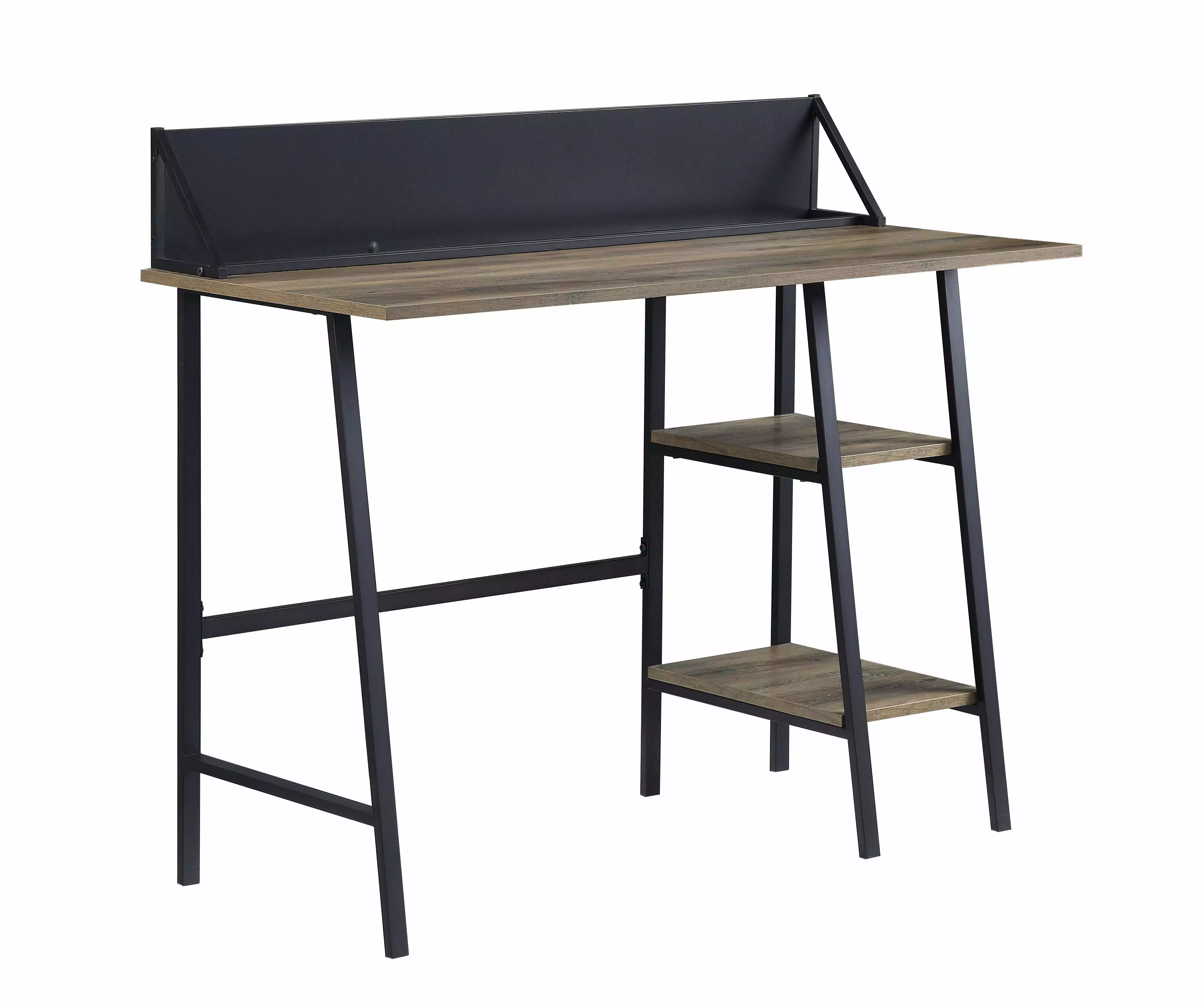ACME Garima Engineered Wood 2-Shelf Writing Desk - Rustic Oak and Black - Home Office Study Table Acme Furniture