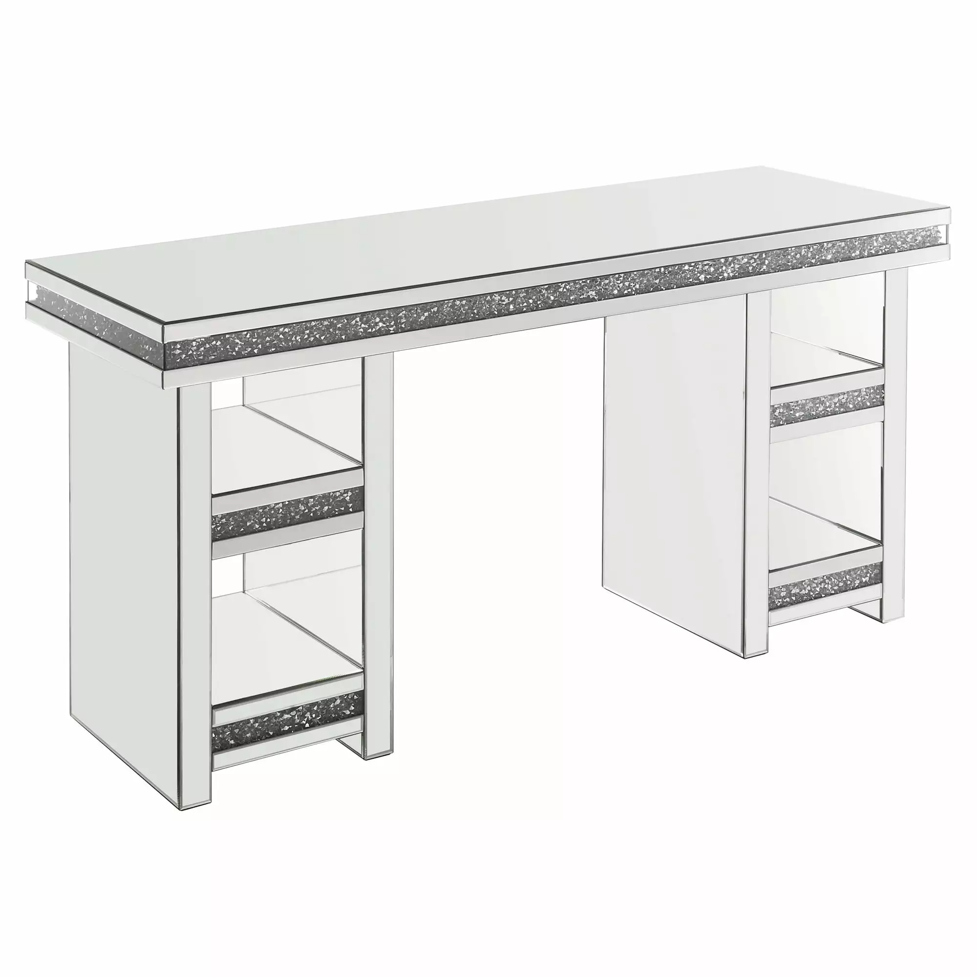 ACME Noralie Writing Desk Clear and Mirrored Finish Acme Furniture