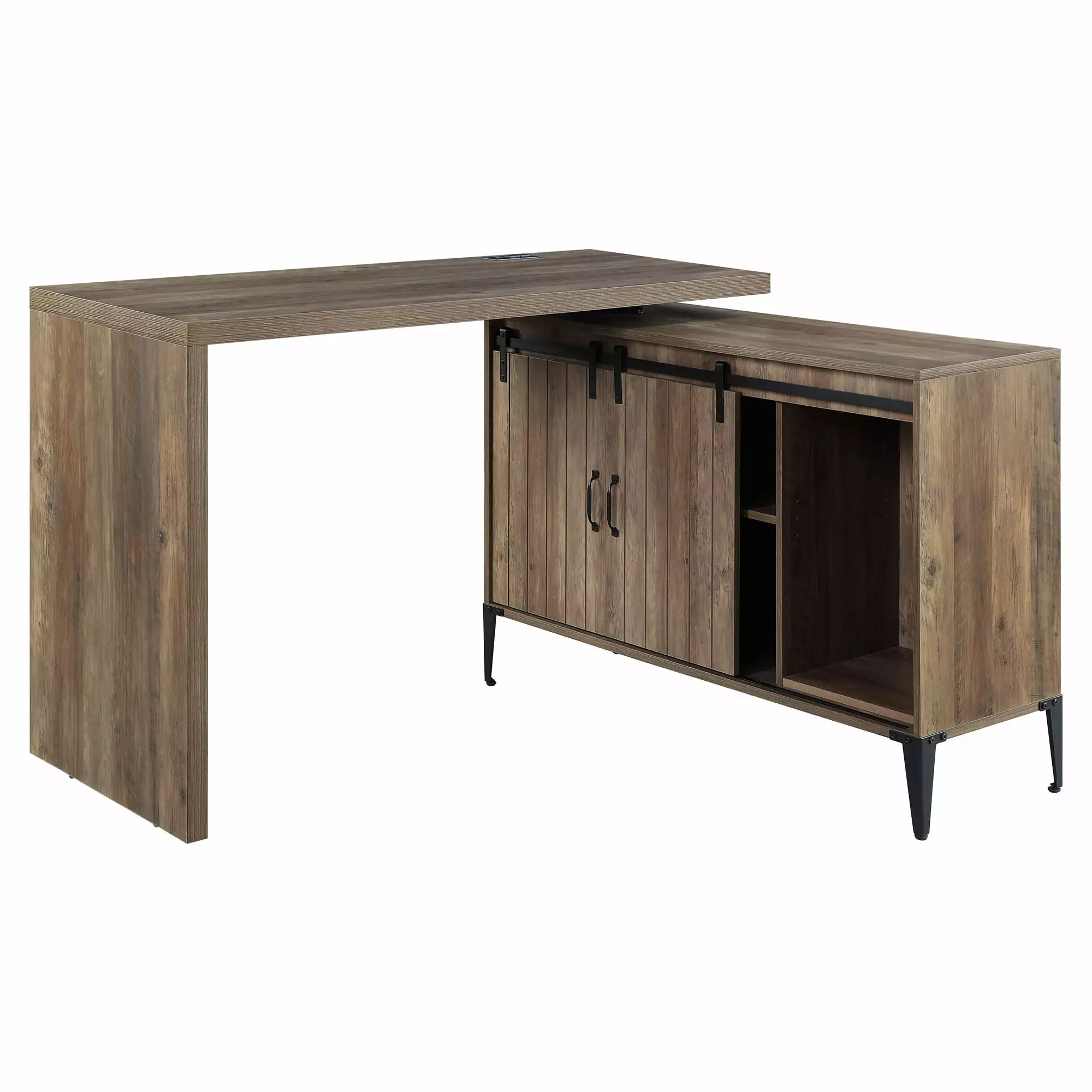 ACME Zakwani Writing Desk USB Rustic Oak and Black Acme Furniture