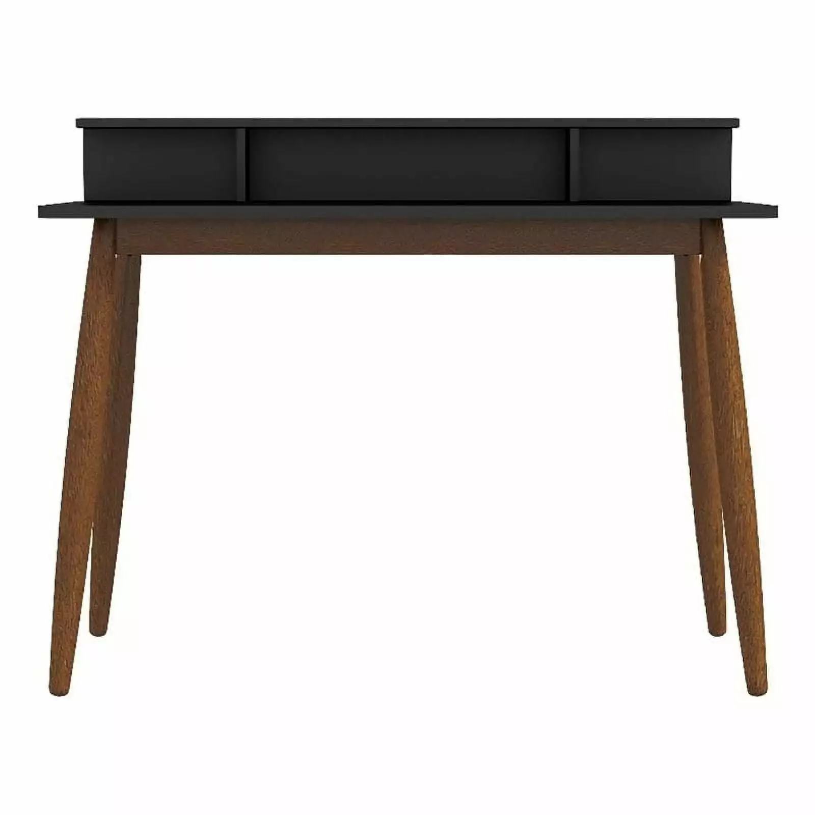 Allora Mid Century Black Eucalyptus Solid Wood Rectangular Desk Office