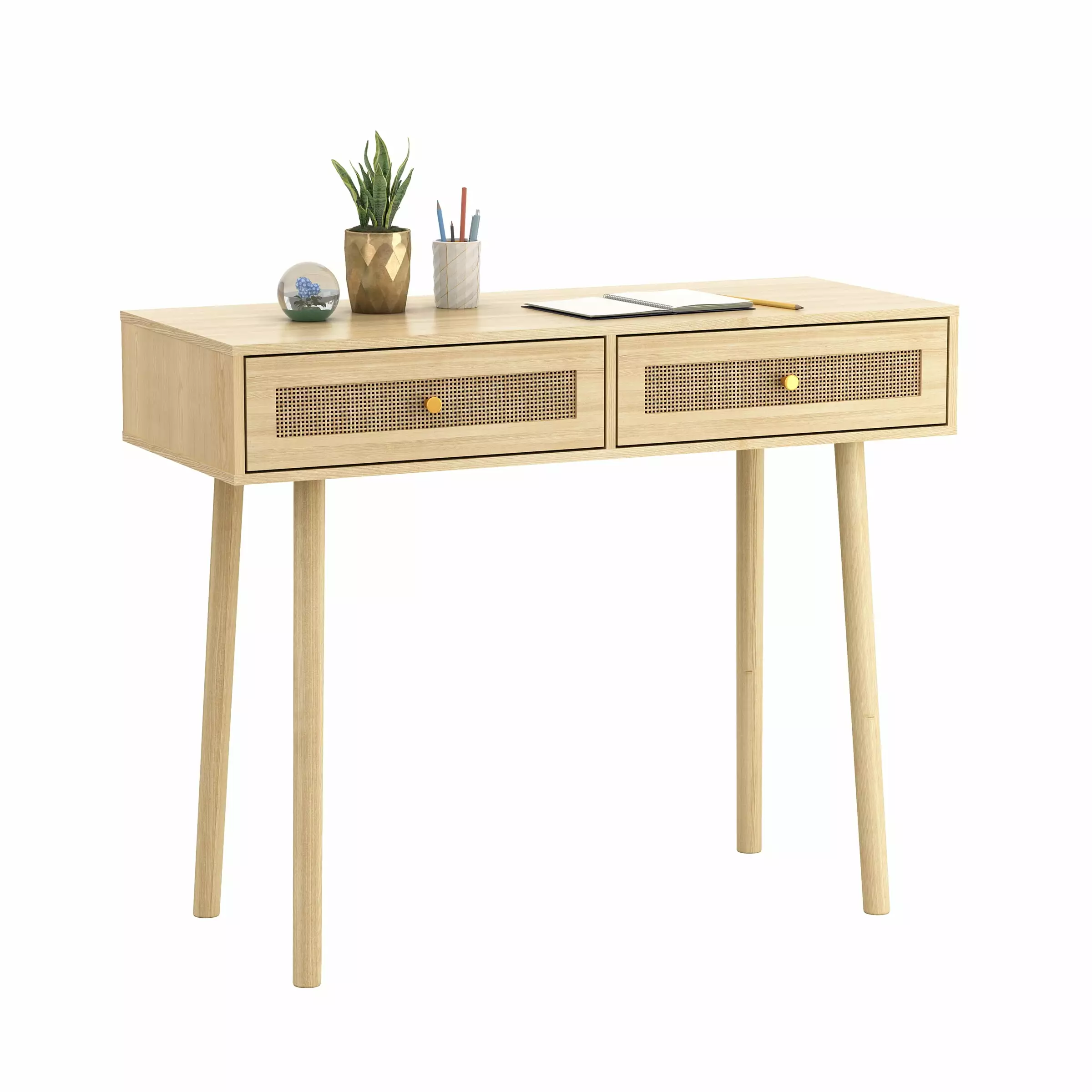 Atlantic Loft & Luv Coda Rattan Desk Drawers 34.75 W x 15.75 D x 31 H Natural