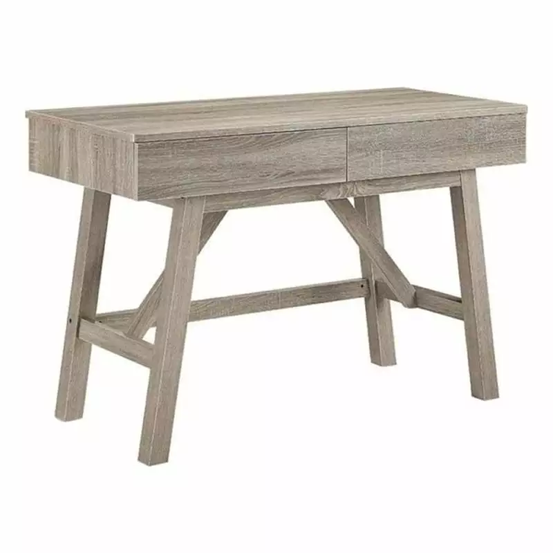 Atlin Designs 2-Drawer Small Transitional Wood Space Desk Gray Wash