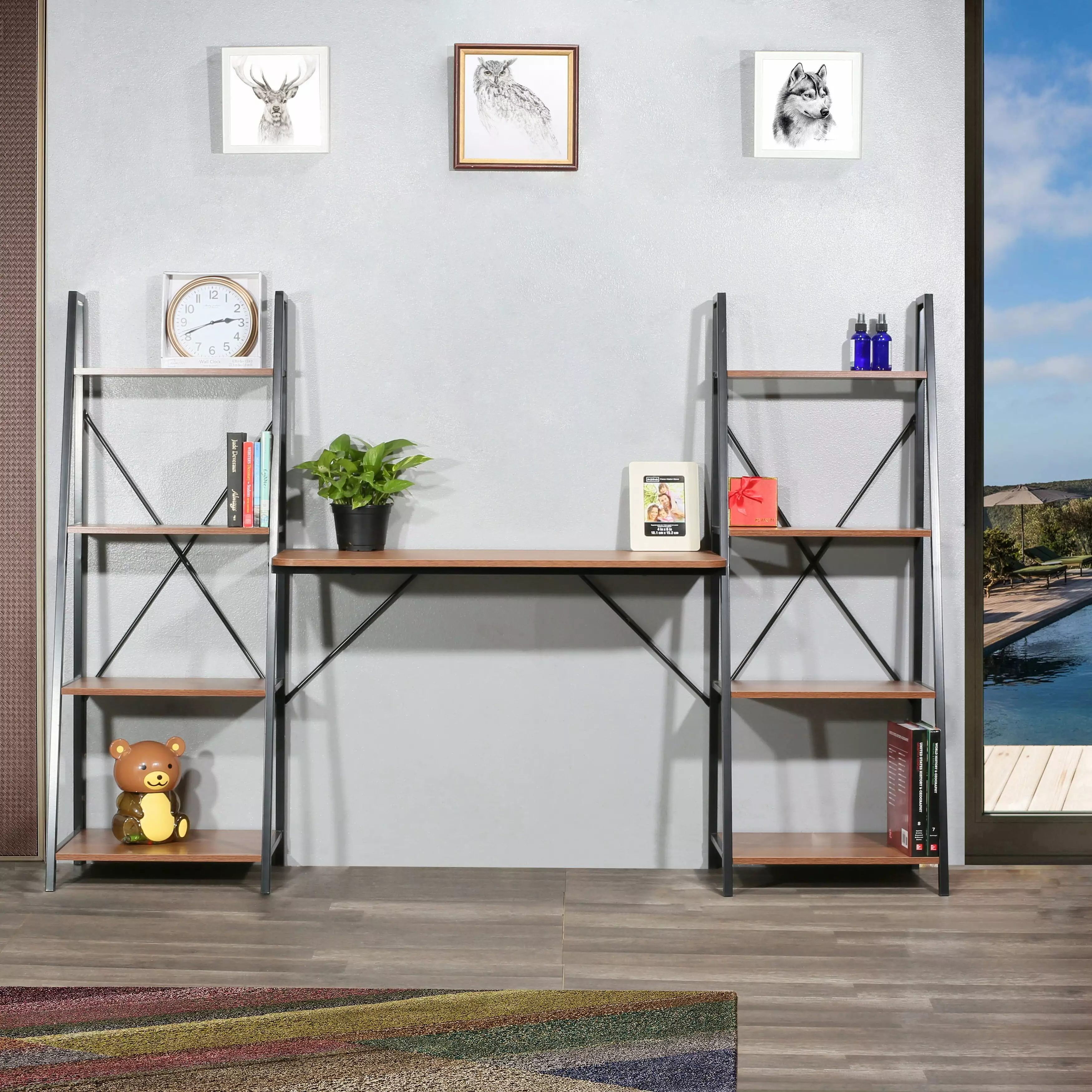 Davee Furniture Walnut Writing Desk 2 Bookshelves Bed Bath & Beyond