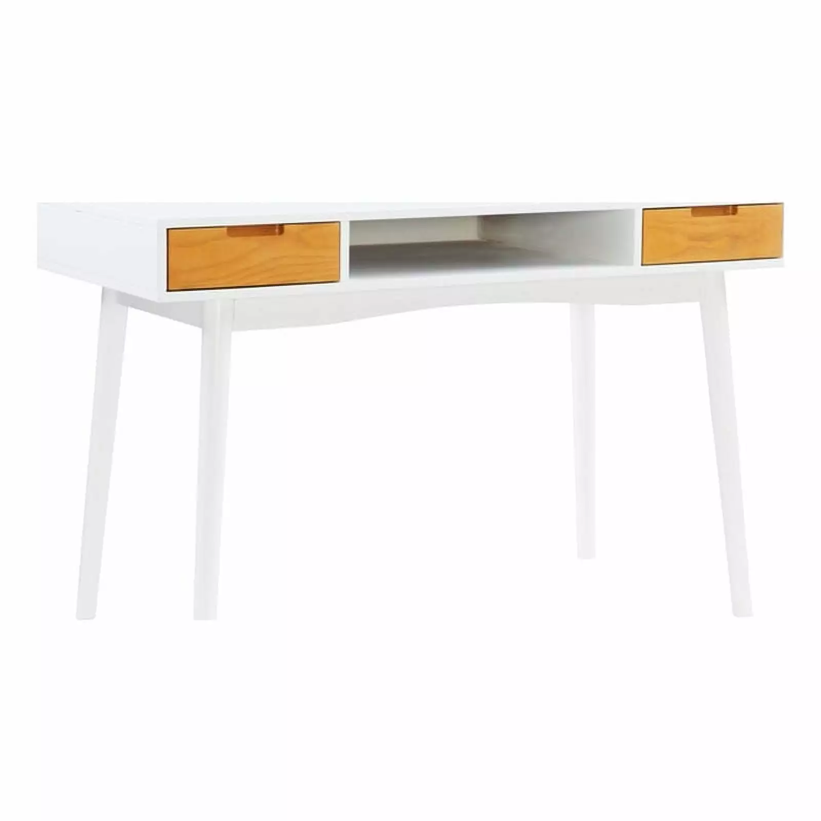 Bowery Hill Contemporary Wood Two Drawer Desk White Finish
