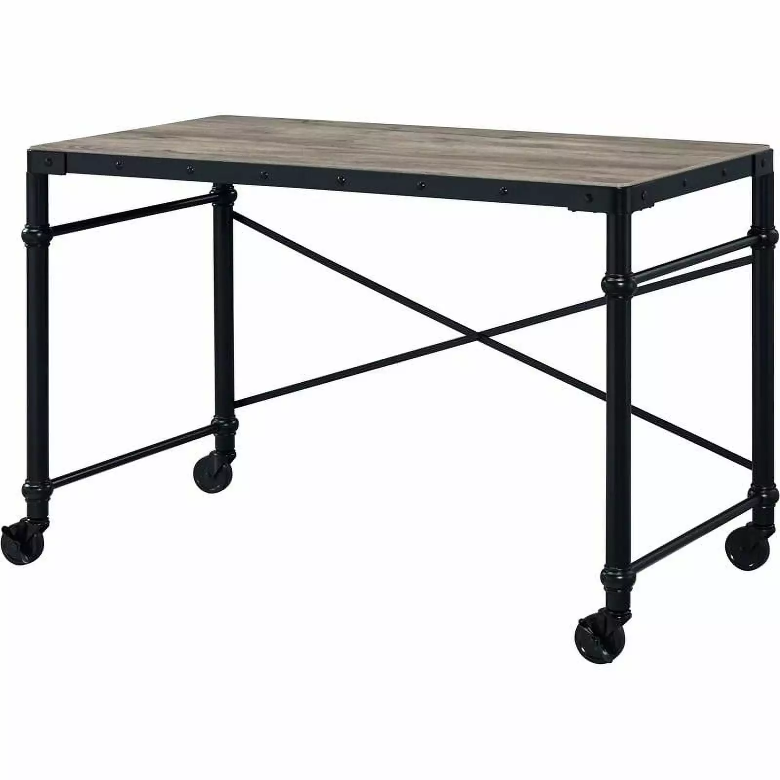 Bowery Hill Contemporary Writing Desk Rustic Oak & Black Finish - Modern Office Desk