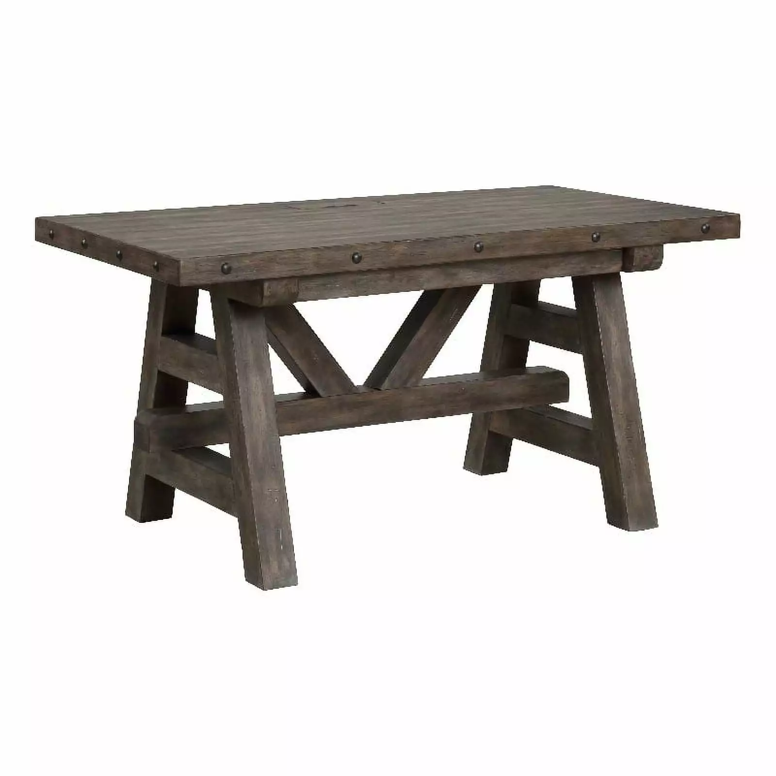 Bowery Hill Modern Acacia Veneers Writing Desk Stone Finish