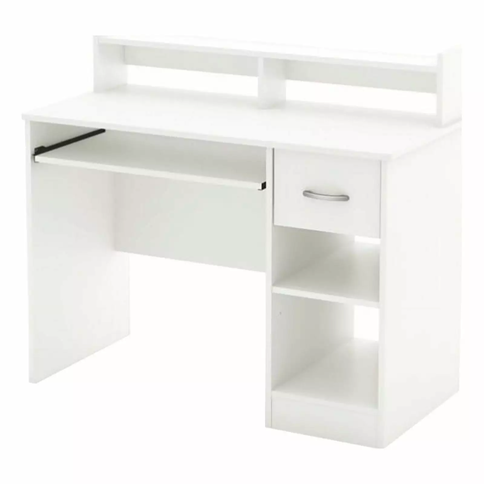 Bowery Hill Transitional Wood Desk Low Hutch Pure White