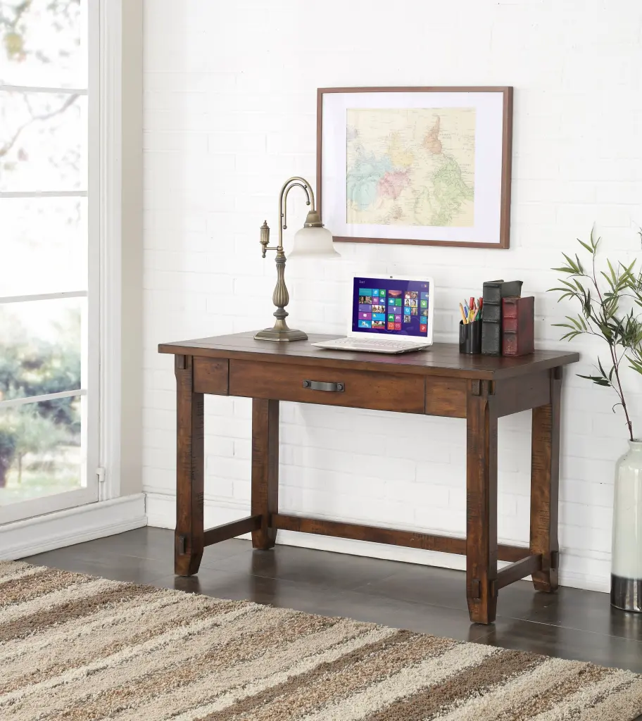 Restoration 48 Inch Writing Desk Rustic Walnut No Assembly Required bridgevine home