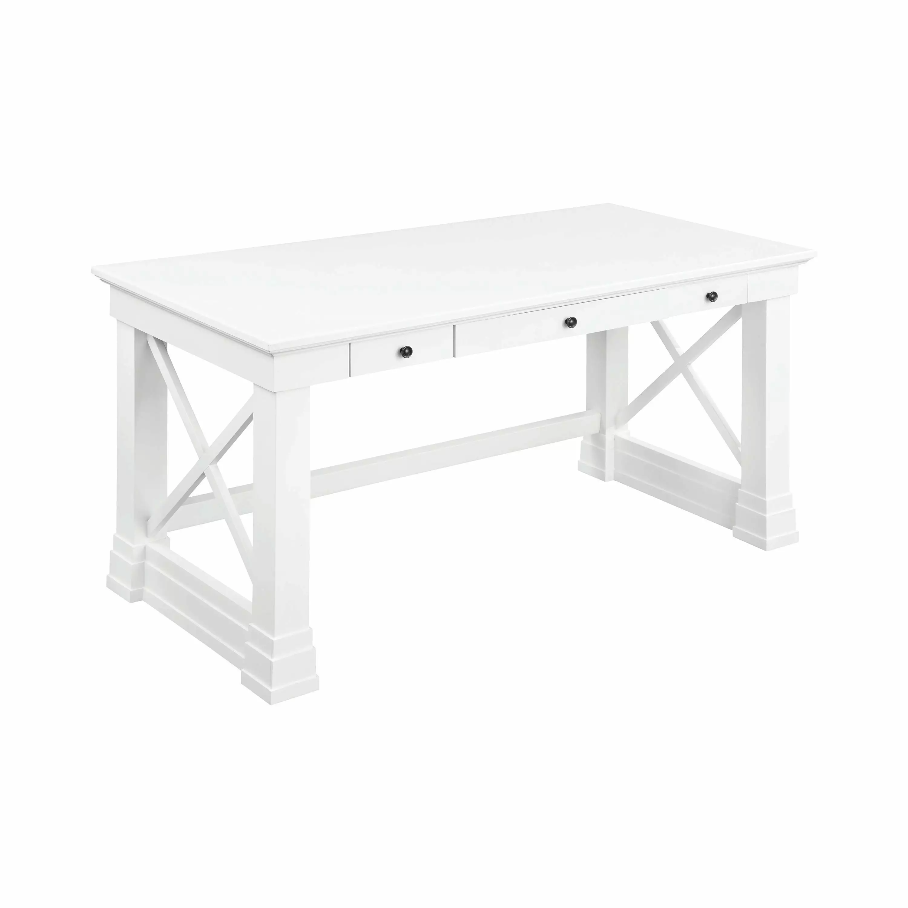 Coaster Johansson 3-Drawer Transitional Wood Writing Desk White and Black Coaster Company