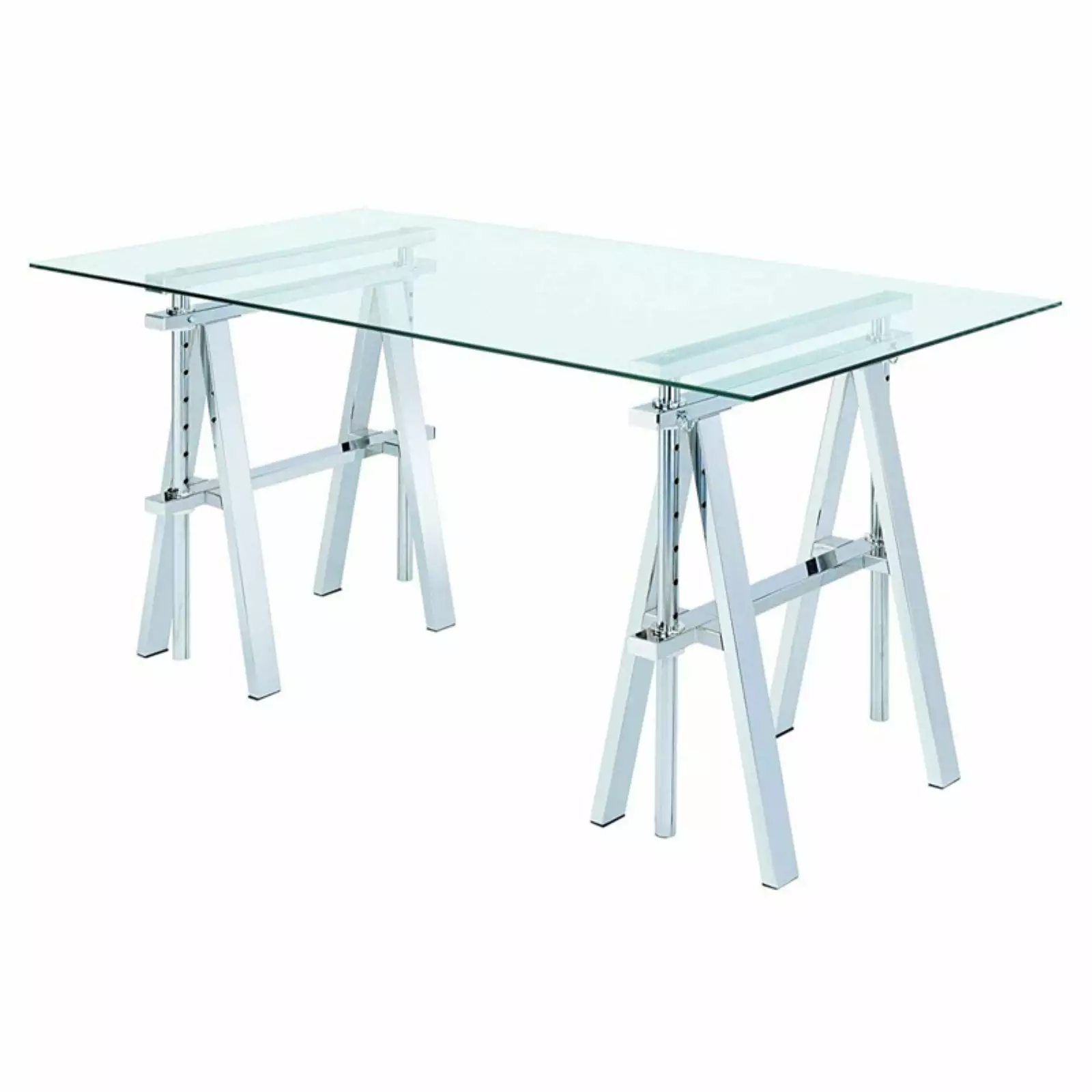 Benjara 30 Modern Metal Adjustable Writing Desk Clear and Silver Convenience Concepts