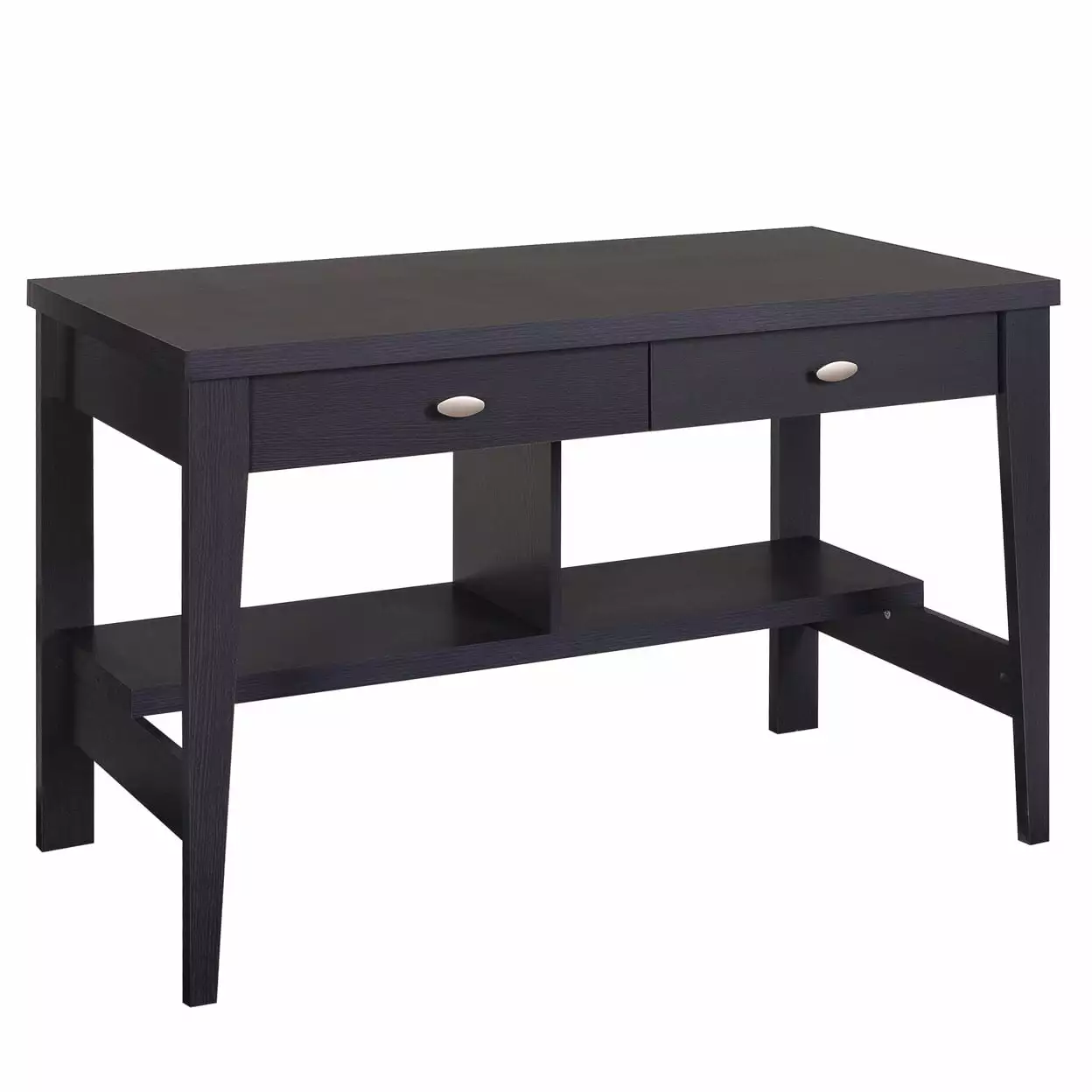 Folio Dark Brown Engineered Wood 2-Drawer Desk Lower Shelves Home Office Desk CORLIVING