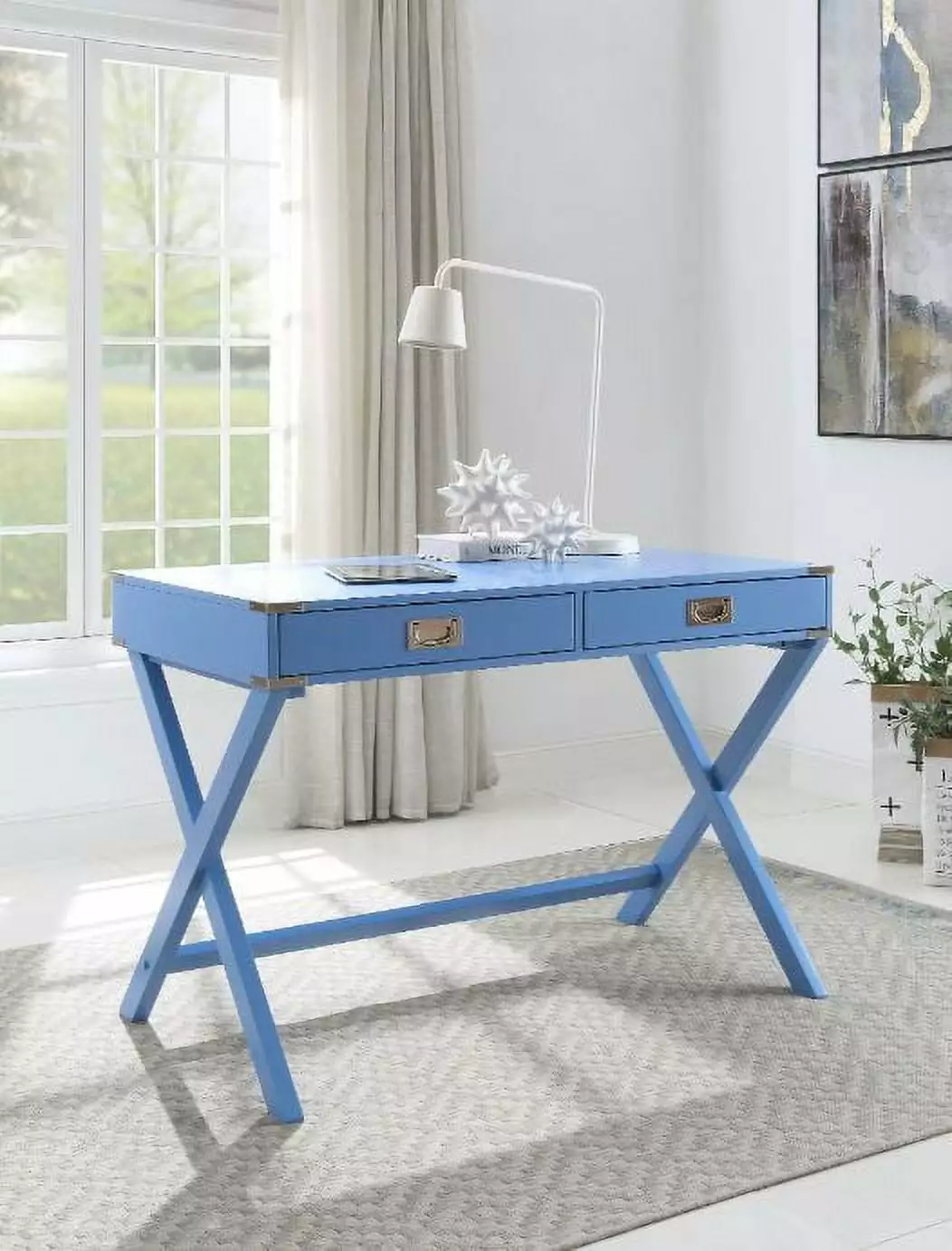 CoSoTower Amenia Writing Desk Blue Finish