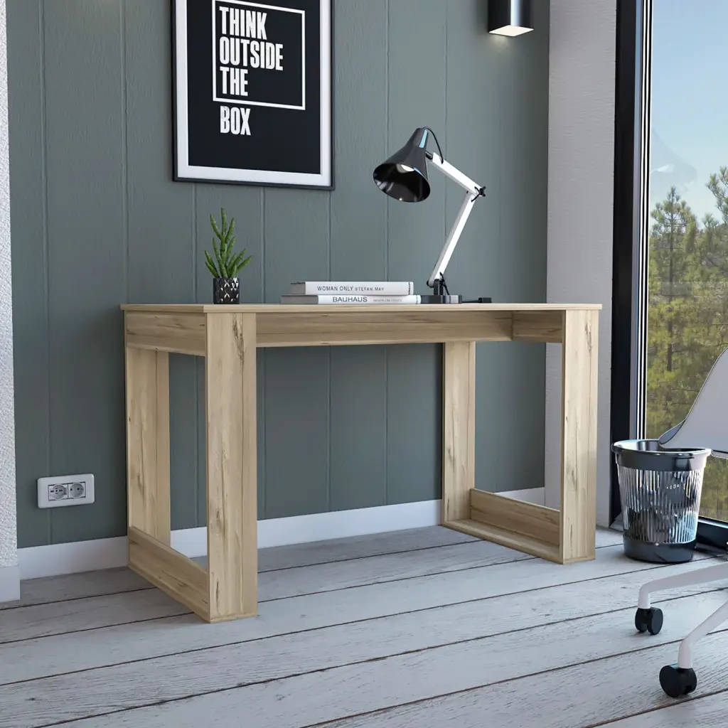Writing Desk Large Workstation and Robust Legs, Light Oak Beige depot e-shop