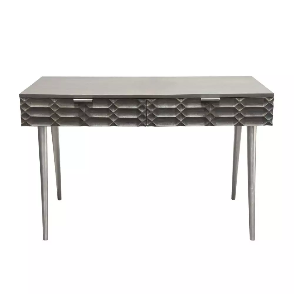 Diamond Sofa Petra Solid Mango Wood 2-Drawer Writing Desk - Smoke Grey