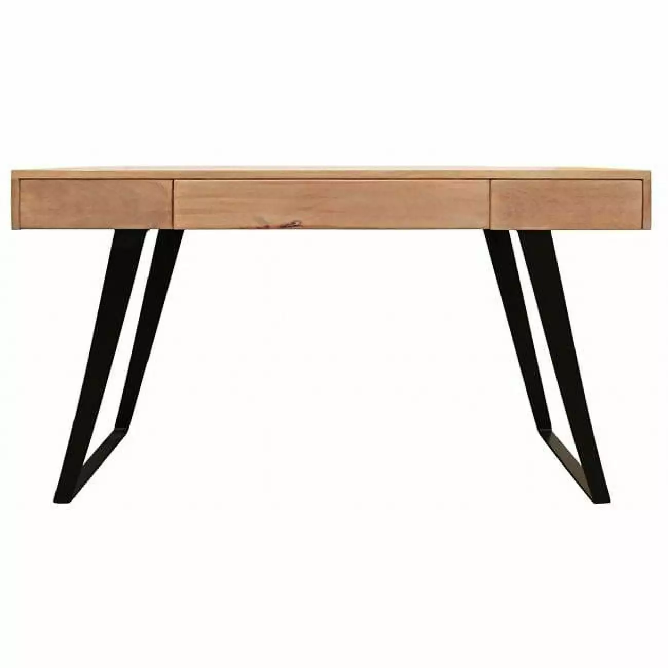 54 Inch Natural Black Mango Solid Wood Writing Desk Three Drawers Fancy Fixtures