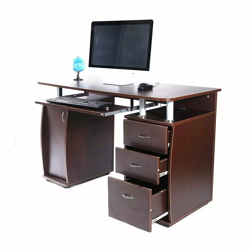 SalonMore Wood Computer Writing Desk Storage Cabinet Drawer FCH