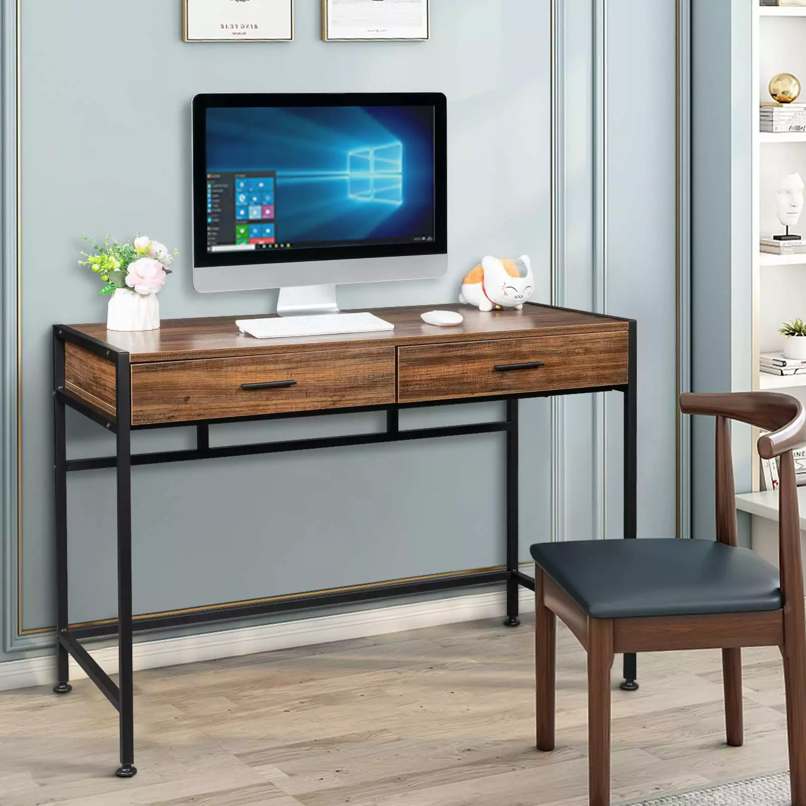 UBesGoo 42 Inch Home Office Computer Desk Two Storage Drawers Laptop or Makeup Vanity FCH
