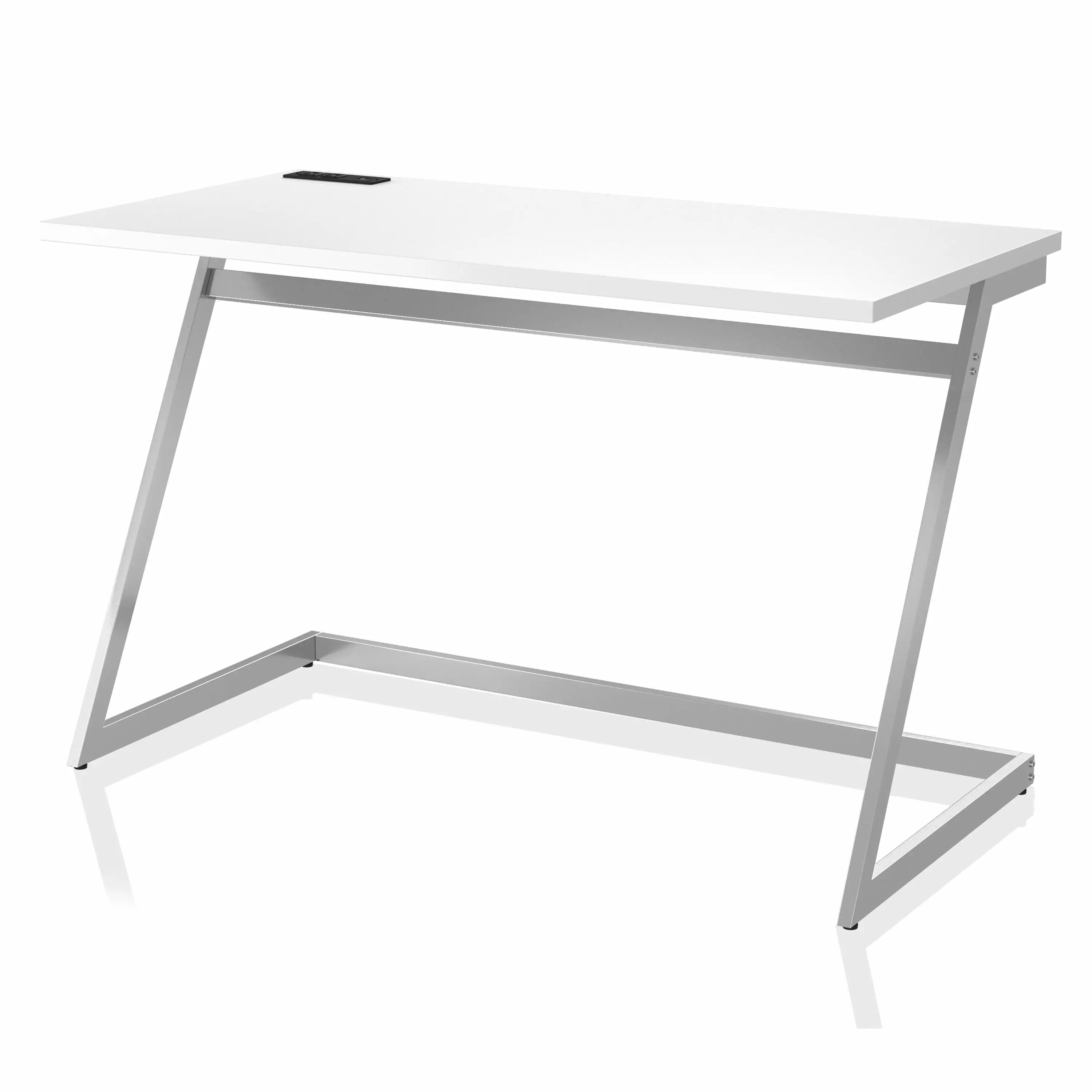 Furniture America Harper Metal 47- Writing Desk USB White Modern Desk