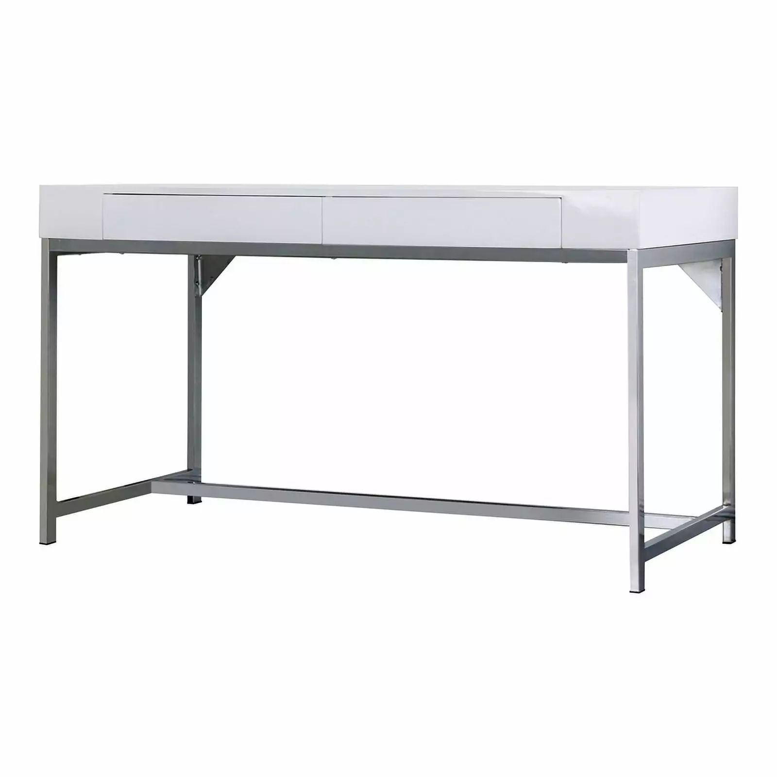 Furniture America Robertson Wood 2-Drawer Writing Desk USB Port White