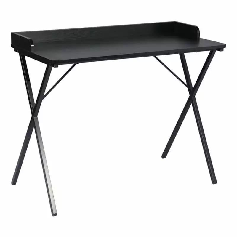 Homycasa Black Wood Writing Desk Metal Frame Modern Design Home Office FurnitureR
