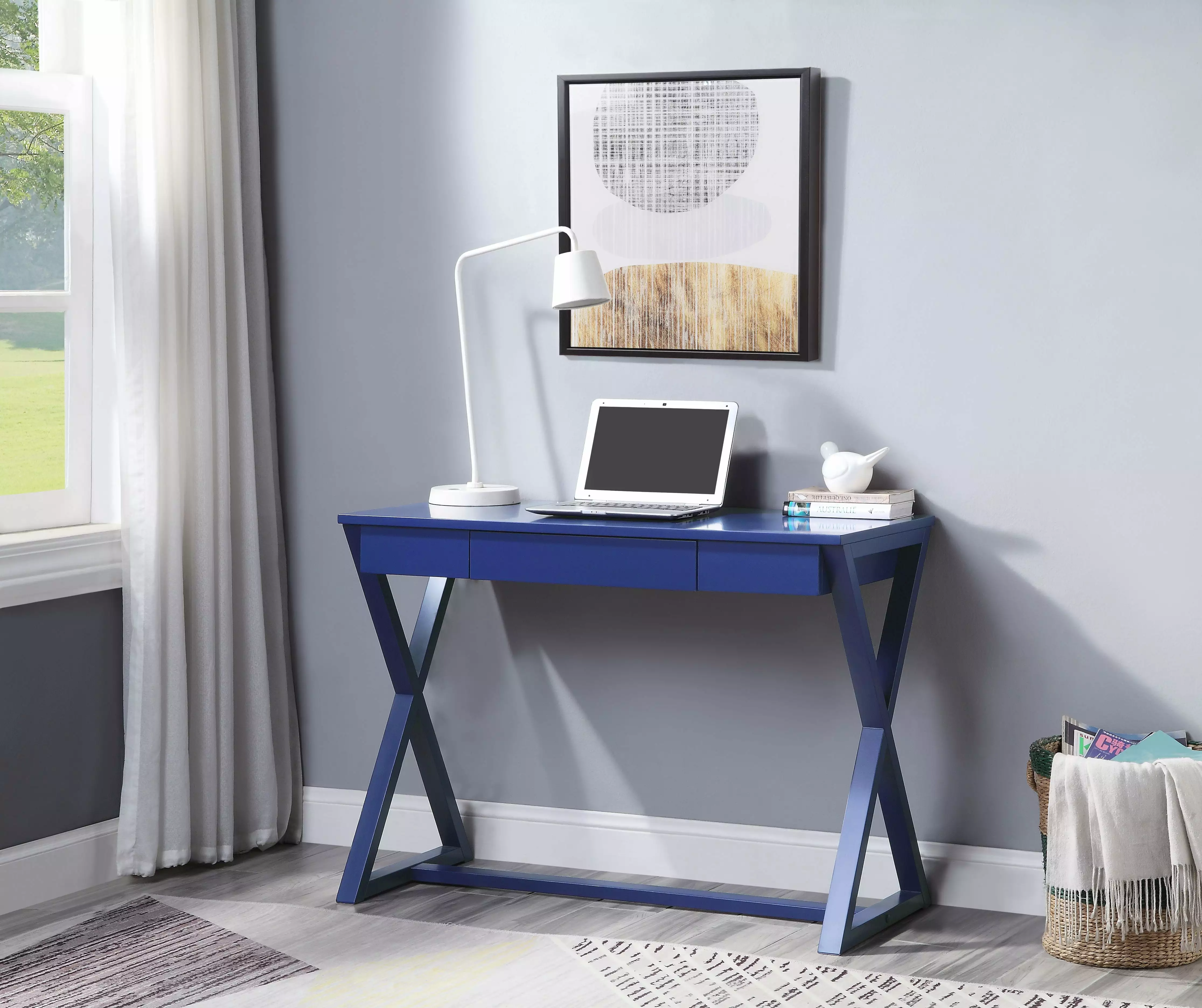 GeeHome Nalo Writing Desk Twilight Blue Finish Stylish Home Office Desk