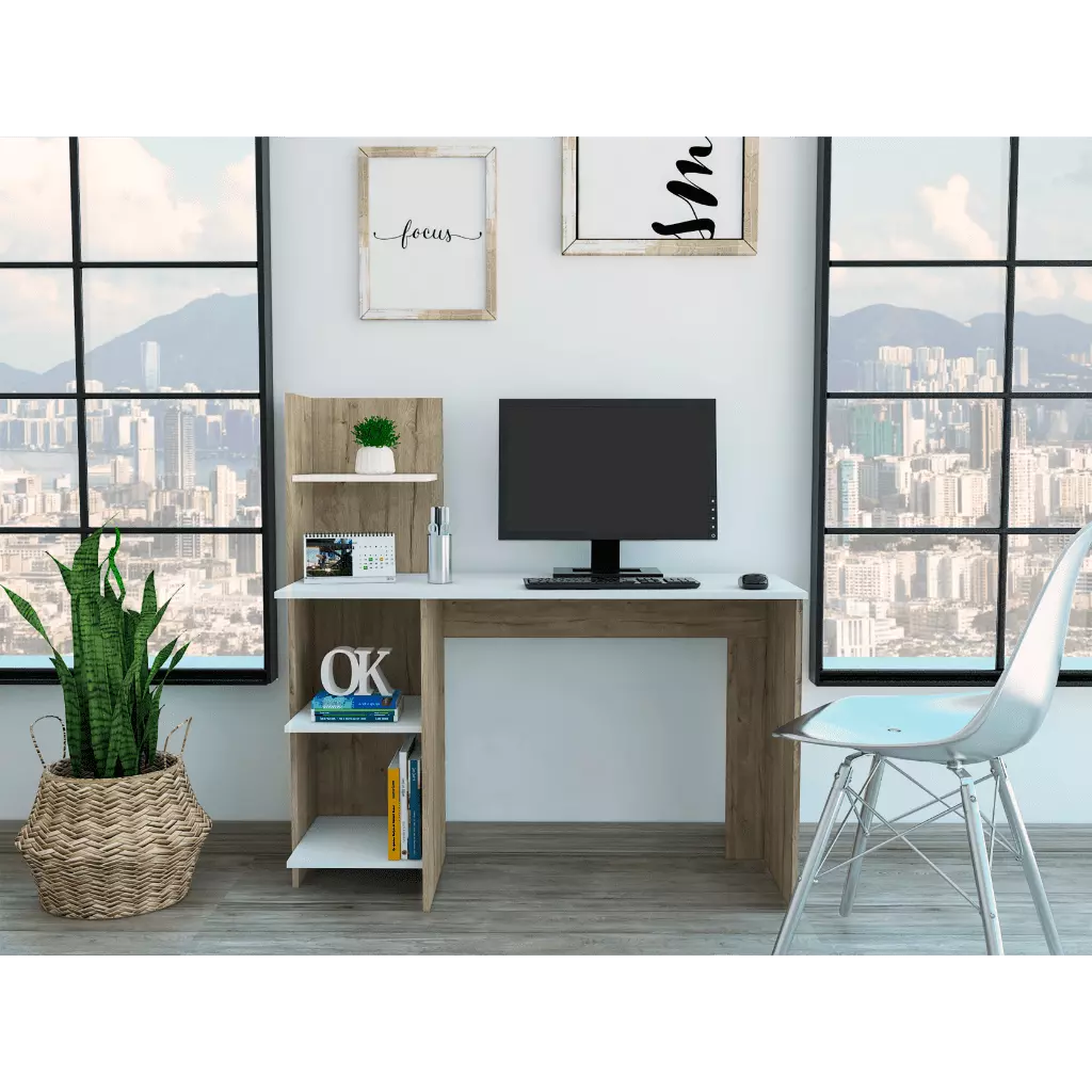 GeeHome Tecoa Writing Desk Four Shelves Modern Office Study Table
