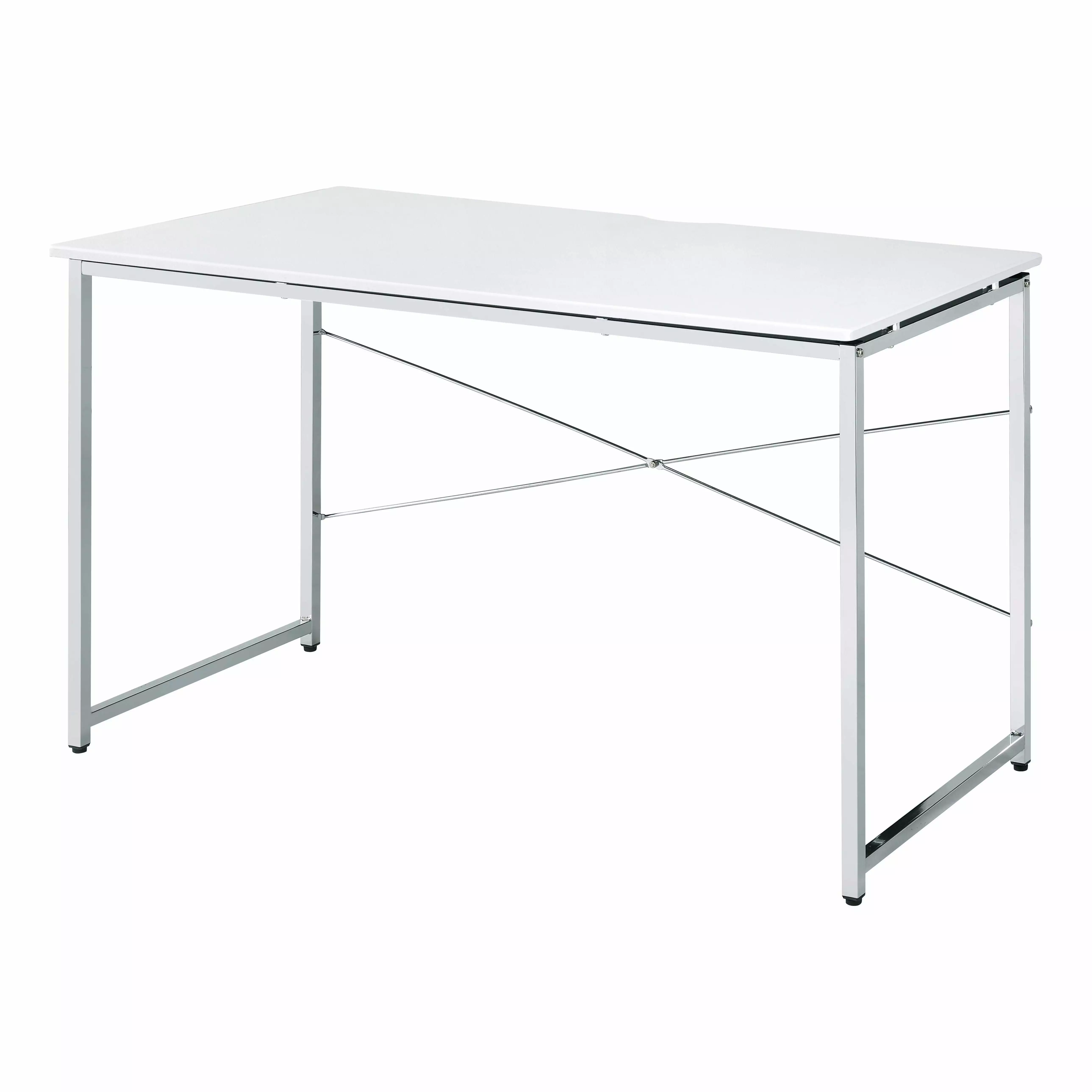 GeeHome Tennos Writing Desk White Chrome Finish Modern Study Table