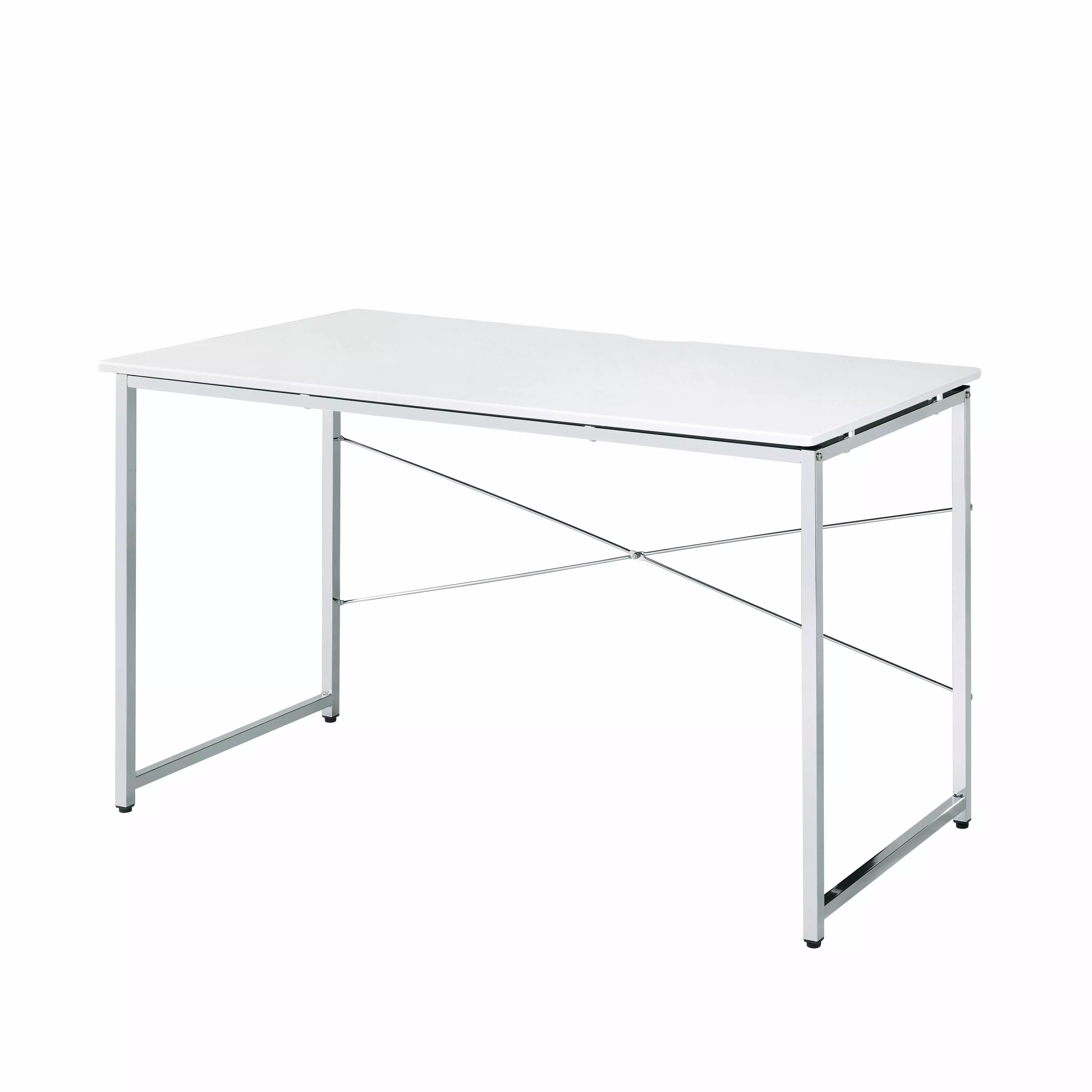GeeHome White and Chrome Writing Desk Sled Base Modern Office Desk