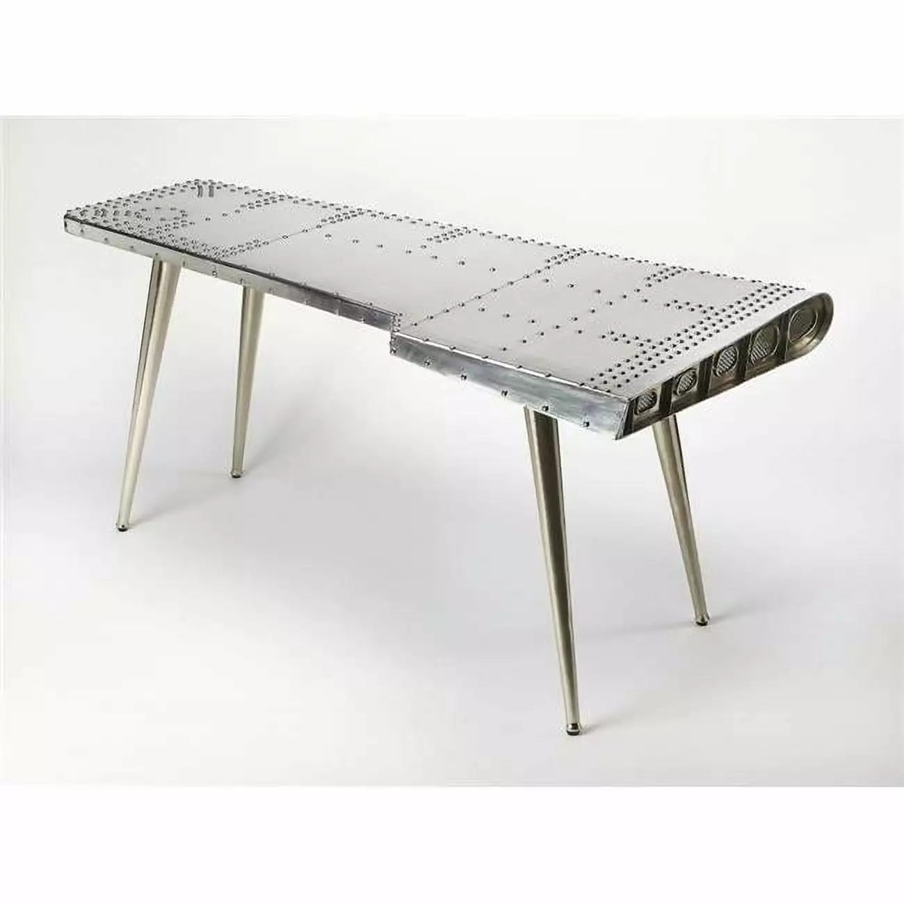 HomeRoots 389427 Funky Silver Wing Desk 29.5x67.5x35.5 Inches Modern Writing Desk
