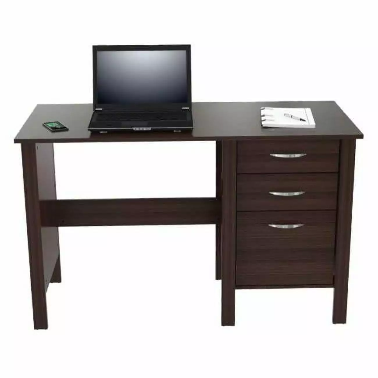 HomeRoots Decor 29.7-inch Classy Espresso Melamine Writing Desk Three Drawers