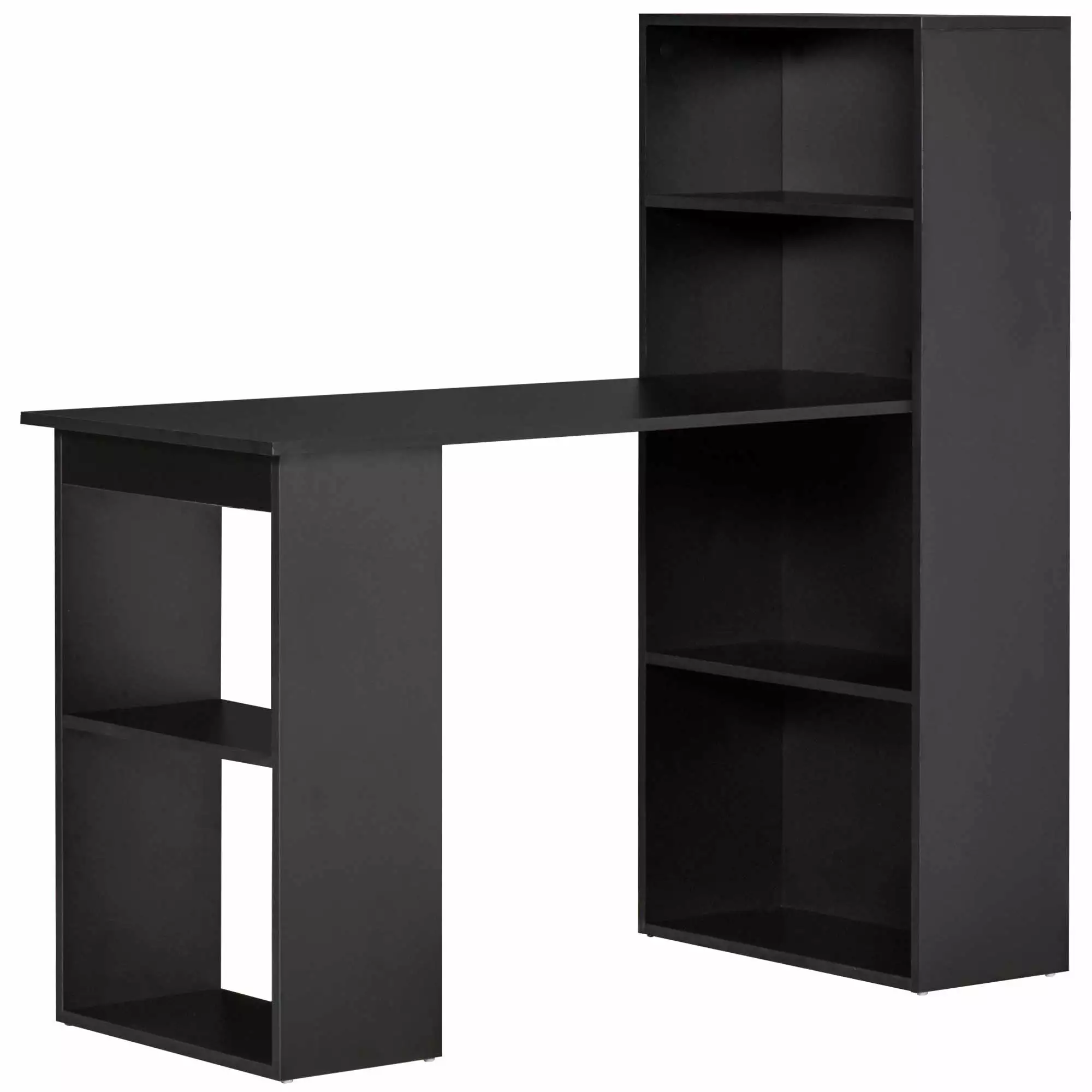 Modern Home Office Desk 6-Tier Storage Shelves 47-Inch Writing Table Black Jamini