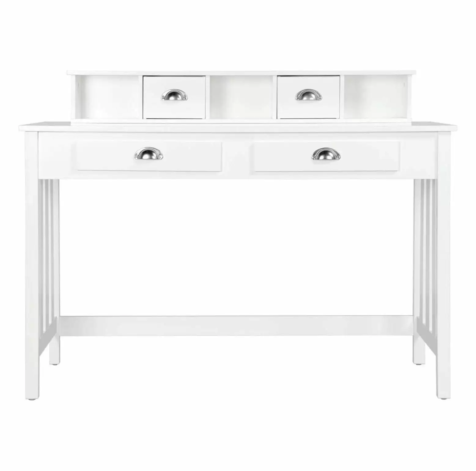 Killeryuki Wood Writing Study Desk Home Office Computer PC Table 4 Storage Drawers and Solid Pine Wood Legs White
